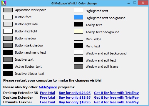Windows 10 GiMeSpace Win 8 & 10 Color Changer full